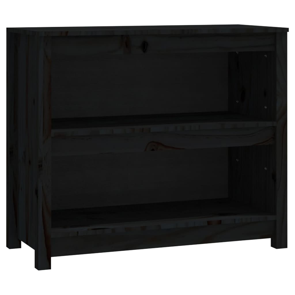 Book Cabinet Black 80x35x68 cm Solid Wood Pine
